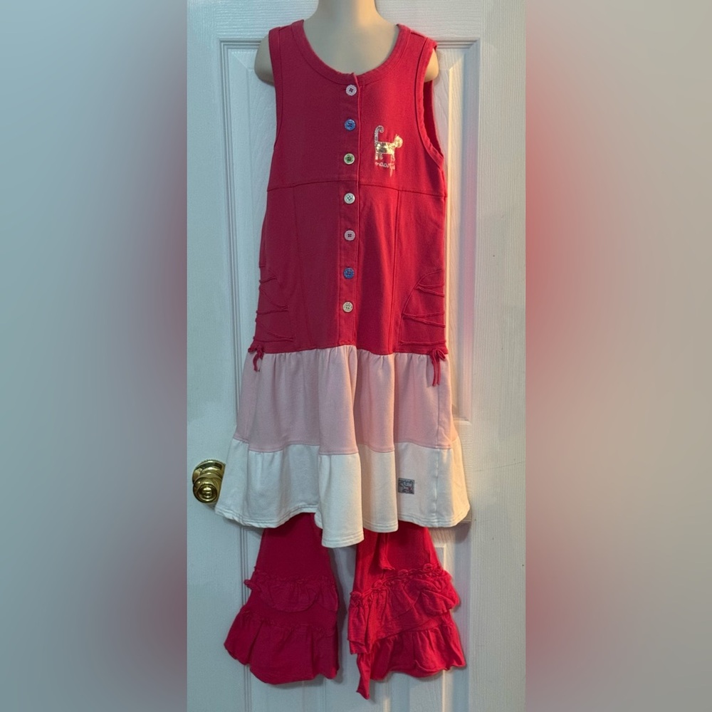 Naartjie Kitty Dress & Leggings Sz 10 Hot Pink